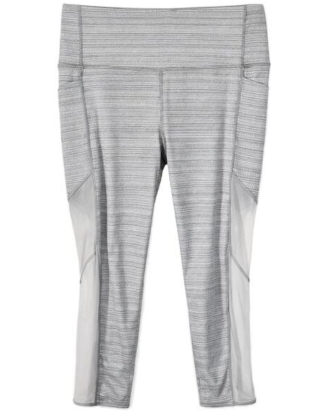 Athleta Chaturanga Crop Leggings Gray High Rise Mesh Yoga Pockets L